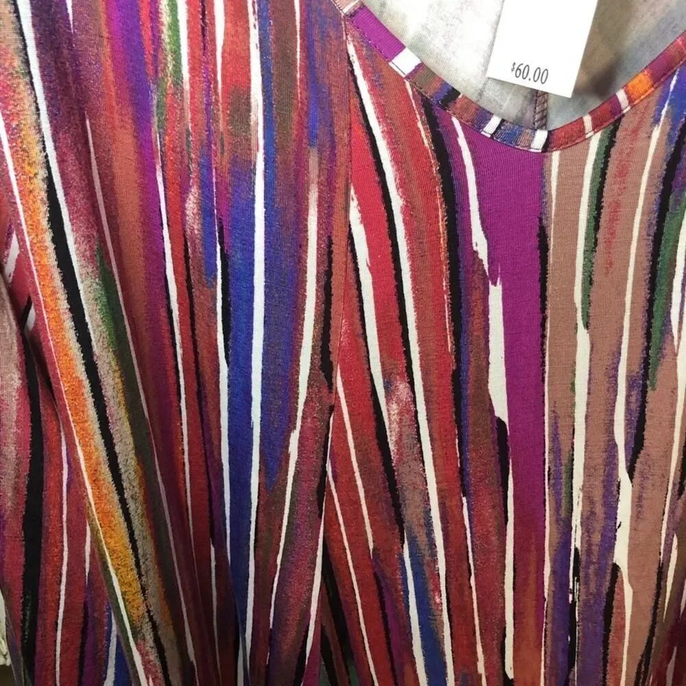 Cable & Gauge Colorful Striped Jersey Knit Blouse - Picture 6 of 7
